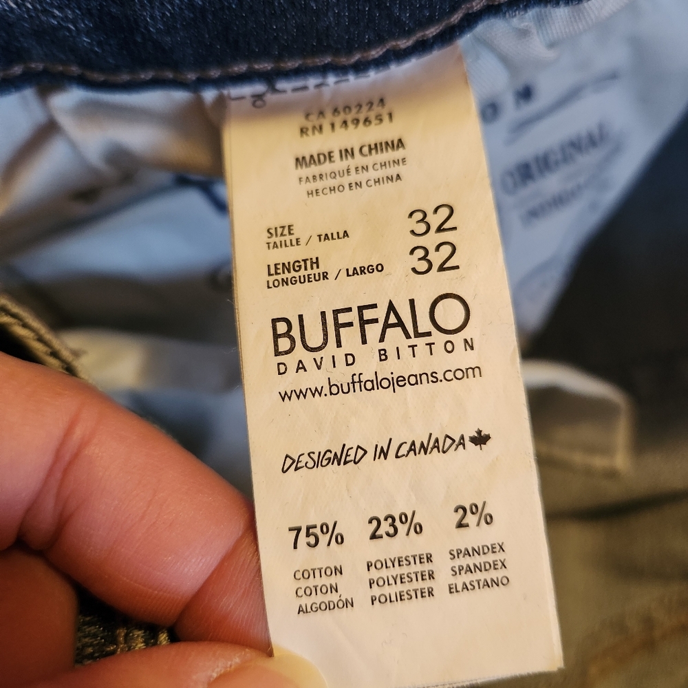 NWT Buffalo David Bitton Straight Six Sanded Blue Jeans 32x32 Mens Stretch Denim - Picture 11 of 16